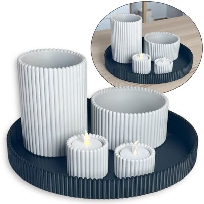 KAJAWIS Zestaw Dekoracyjny Taca Figurki 2 Pojemniki 2 Świeczniki z Tealight Salon KAJAWIS Zestaw Dekoracyjny Taca Figurki 2 Pojemniki 2 Świeczniki z Tealight Salon