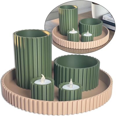 KAJAWIS Zestaw Dekoracyjny Taca Figurki 2 Pojemniki 2 Świeczniki z Tealight Salon KAJAWIS Zestaw Dekoracyjny Taca Figurki 2 Pojemniki 2 Świeczniki z Tealight Salon