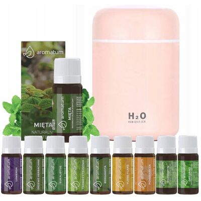Zestaw do aromaterapii - 10x naturalny olejek eteryczny Aromatum 12ml + dyfuzor nawilżacz powietrza Zestaw do aromaterapii - 10x naturalny olejek eteryczny Aromatum 12ml + dyfuzor nawilżacz powietrza