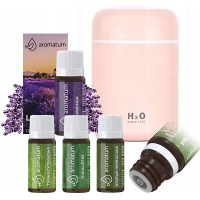 Zestaw do aromaterapii - 4x naturalny olejek eteryczny Aromatum 12ml + dyfuzor nawilżacz powietrza Zestaw do aromaterapii - 4x naturalny olejek eteryczny Aromatum 12ml + dyfuzor nawilżacz powietrza