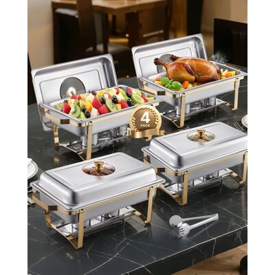 ZESTAW VEVOR CHAFFER DISH 4X8QT STAL NIERDZEWNA PODGRZEWACZ ZŁOTY ZESTAW VEVOR CHAFFER DISH 4X8QT STAL NIERDZEWNA PODGRZEWACZ ZŁOTY
