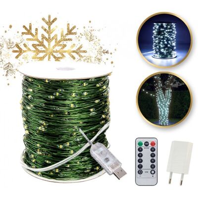 eCarla Zewnętrzne lampki choinkowe 500 LED 50m, barwa zimna biała eCarla Zewnętrzne lampki choinkowe 500 LED 50m, barwa zimna biała