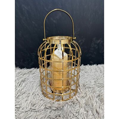 Vipolimex Złoty lampion metalowy ze szkłem 27 cm – nowoczesny świecznik Vipolimex Złoty lampion metalowy ze szkłem 27 cm – nowoczesny świecznik