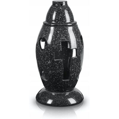 POLNIX Znicz Ceramiczny Nagrobkowy Cmentarny Czarny 28 cm POLNIX Znicz Ceramiczny Nagrobkowy Cmentarny Czarny 28 cm