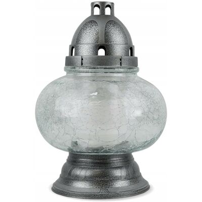 RAL Znicz Kula Duża Mrożona Srebrny 31 cm Znicz Szklany z Wkładem Wymiennym RAL Znicz Kula Duża Mrożona Srebrny 31 cm Znicz Szklany z Wkładem Wymiennym
