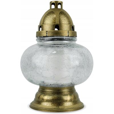 RAL Znicz Kula Duża Mrożona Złoty 31 cm Znicz Szklany z Wkładem Wymiennym RAL Znicz Kula Duża Mrożona Złoty 31 cm Znicz Szklany z Wkładem Wymiennym