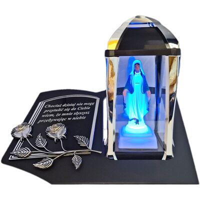 ILUMINI ZNICZ LAMPION NA GRÓB KPL SREBRO SKOS SENTENCJA+ FIGURKA LED ILUMINI ZNICZ LAMPION NA GRÓB KPL SREBRO SKOS SENTENCJA+ FIGURKA LED