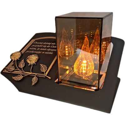 ILUMINI ZNICZ LAMPION NA GRÓB LUSTRO 3D ZŁOTO SKOS SENTENCJA+WKŁAD LED ILUMINI ZNICZ LAMPION NA GRÓB LUSTRO 3D ZŁOTO SKOS SENTENCJA+WKŁAD LED