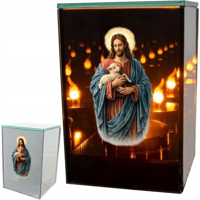 POINTCUT PLUS Znicz LED Jezus Dobry Pasterz kapliczka lampion na grób lustro weneckie POINTCUT PLUS Znicz LED Jezus Dobry Pasterz kapliczka lampion na grób lustro weneckie
