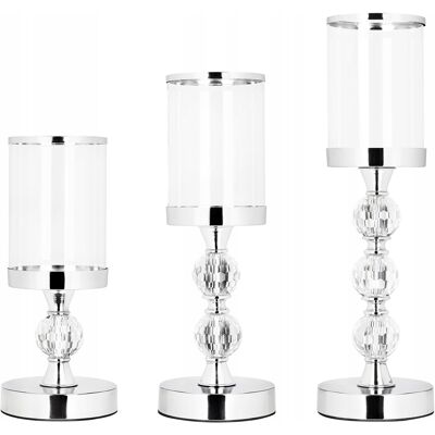 Springos 3x Świecznik Zestaw Komplet Metal Szklany Lampion Srebrne Dekoracja Glamour Springos 3x Świecznik Zestaw Komplet Metal Szklany Lampion Srebrne Dekoracja Glamour