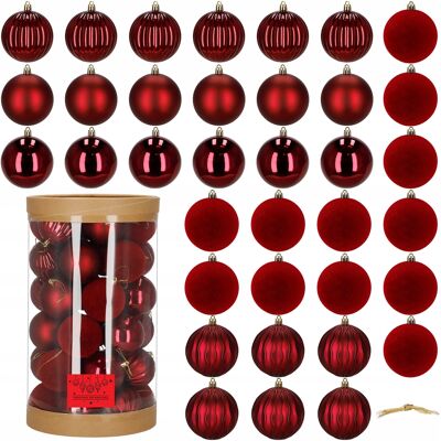 Springos Bombki Choinkowe 36x Bordowe Zamszowe Choinkę Nietłukące Świąteczne Ozdoby Springos Bombki Choinkowe 36x Bordowe Zamszowe Choinkę Nietłukące Świąteczne Ozdoby