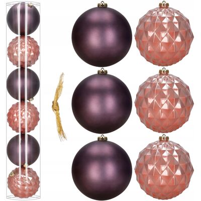 Springos Bombki Choinkowe 6x Róż Fiolet Na Choinkę 15cm Nietłukące Świąteczne Ozdoby Springos Bombki Choinkowe 6x Róż Fiolet Na Choinkę 15cm Nietłukące Świąteczne Ozdoby