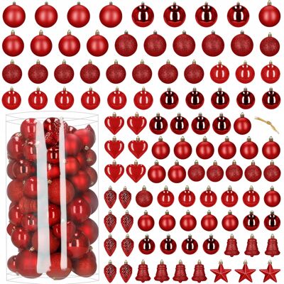 Springos Bombki Choinkowe Zestaw Xxl 100szt Czerwony Wzory Bombka Zawieszki Ozdoba Springos Bombki Choinkowe Zestaw Xxl 100szt Czerwony Wzory Bombka Zawieszki Ozdoba