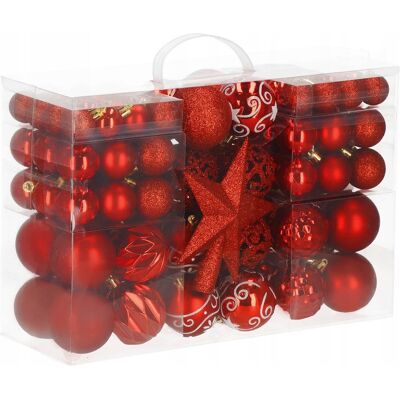 Springos Bombki Choinkowe Zestaw Xxl 101szt Czerwony Wzory Bombka Zawieszki Ozdoba Springos Bombki Choinkowe Zestaw Xxl 101szt Czerwony Wzory Bombka Zawieszki Ozdoba