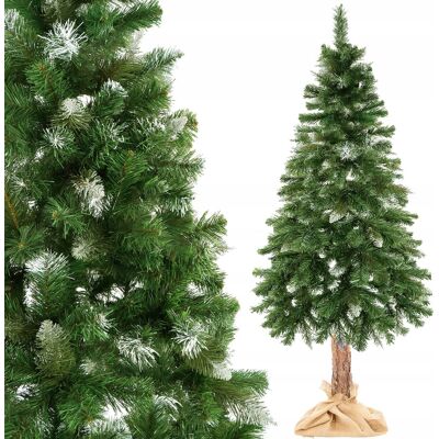 Springos Choinka Sztuczna Na Pniu Sosna Diamentowa Gęsta Ośnieżona 180cm + Springos Choinka Sztuczna Na Pniu Sosna Diamentowa Gęsta Ośnieżona 180cm +