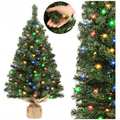 Springos Choinka Sztuczna Z Oświetleniem Lampki 50 Led 90cm Juta Zielona Multikolor Springos Choinka Sztuczna Z Oświetleniem Lampki 50 Led 90cm Juta Zielona Multikolor