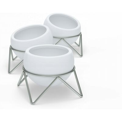 Umbra Doniczki ceramiczne białe srebrne na nóżkach do salonu ozdobne POTSY 3 Umbra Doniczki ceramiczne białe srebrne na nóżkach do salonu ozdobne POTSY 3