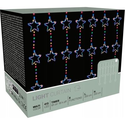 Koopman Lampki Świąteczne Kurtyna Świetlna Gwiazdki 200cm 415 Led Programator Timer Koopman Lampki Świąteczne Kurtyna Świetlna Gwiazdki 200cm 415 Led Programator Timer