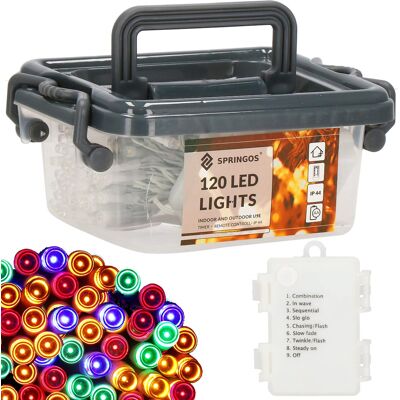 Springos Lampki Światełka 120led Na Baterie Choinka Zew/wew Multikolor Girlanda Springos Lampki Światełka 120led Na Baterie Choinka Zew/wew Multikolor Girlanda