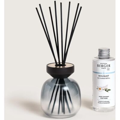 Maison Berger Paris Wood Noir Givré + Cozy Musk 180 Ml - Dyfuzor Zapachowy Z Wkładem Maison Berger Paris Wood Noir Givré + Cozy Musk 180 Ml - Dyfuzor Zapachowy Z Wkładem