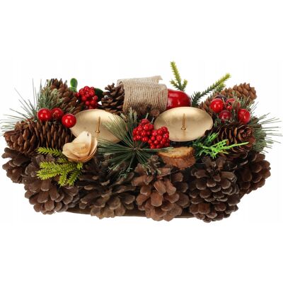 Home Styling Collection ŚWIECZNIK Z SZYSZEK ZŁOTY ŚWIĄTECZNY DEKORACJA NA DWIE ŚWIECZKI 16X8X26 CM Home Styling Collection ŚWIECZNIK Z SZYSZEK ZŁOTY ŚWIĄTECZNY DEKORACJA NA DWIE ŚWIECZKI 16X8X26 CM