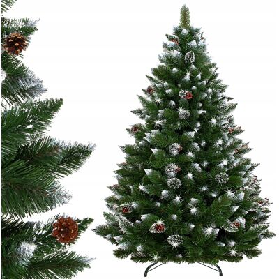 Springos Sztuczna Choinka Sosna Diamentowa Ośnieżona 220 Cm Stojak Premium + Springos Sztuczna Choinka Sosna Diamentowa Ośnieżona 220 Cm Stojak Premium +