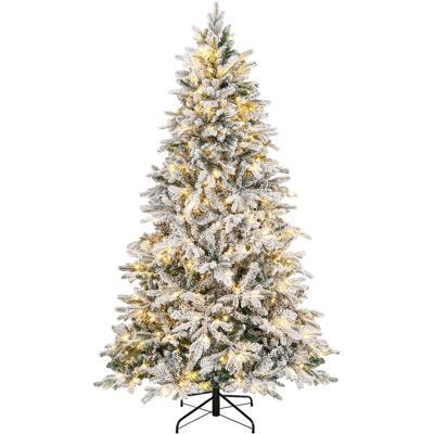 COSTWAY Sztuczna Choinka Z Oświetleniem Led I Sztucznym Śniegiem 210 Cm COSTWAY Sztuczna Choinka Z Oświetleniem Led I Sztucznym Śniegiem 210 Cm