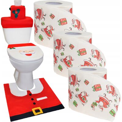 MARTOM Zestaw Świąteczny Do Łazienki Dekoracje Mikołaj + 3 Rolki Papier Toaletowy MARTOM Zestaw Świąteczny Do Łazienki Dekoracje Mikołaj + 3 Rolki Papier Toaletowy