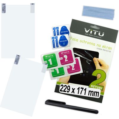 2 szt. Folia ochronna VITU do na tablet e-czytnik 229x171mm 22,9x17,1cm 4:3 2 szt. Folia ochronna VITU do na tablet e-czytnik 229x171mm 22,9x17,1cm 4:3