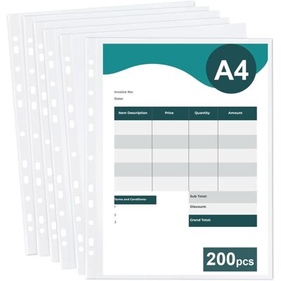Inny producent Folie 200 Sztuk Przezroczystych Koszulek A4, Przezroczyste A4 (Din A4, 60 Inny producent Folie 200 Sztuk Przezroczystych Koszulek A4, Przezroczyste A4 (Din A4, 60