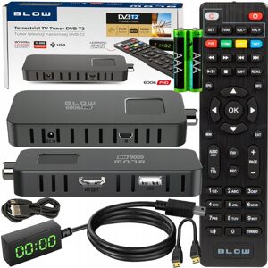 Blow DEKODER TUNER TV DVB-T2 HEVC H.265 FULL HD MINI STICK PILOT ZESTAW HDMI USB Blow DEKODER TUNER TV DVB-T2 HEVC H.265 FULL HD MINI STICK PILOT ZESTAW HDMI USB