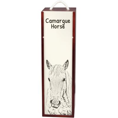 Koń Camargue - Pudełko Na Wino Z Koniem, Pudełko Na Alkohol Z Grafiką, Personalizowane Pudełko Na Prezent Marki Art-Dog Koń Camargue - Pudełko Na Wino Z Koniem, Pudełko Na Alkohol Z Grafiką, Personalizowane Pudełko Na Prezent Marki Art-Dog