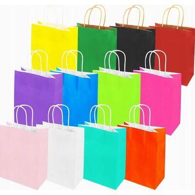 Inny producent Torebki Prezentowe 24 Sztuki 27x11x21cm Kolorowe Papierowe Kraft Uchwyty Inny producent Torebki Prezentowe 24 Sztuki 27x11x21cm Kolorowe Papierowe Kraft Uchwyty