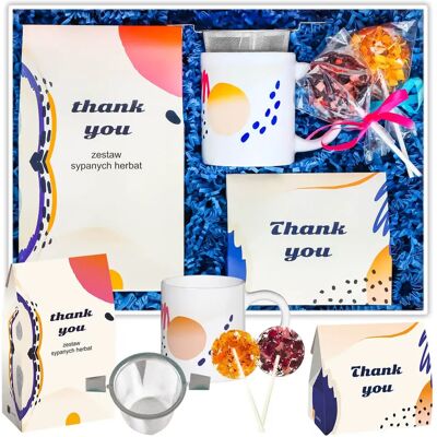 Cup&You Personalizowany Box Thank You - Kawa Smakowa, Herbata Sypana, Kubek, Zaparzacz, Lizaki, Etykieta Z Personalizowanym Nadrukiem Na Prezent Upominek Po.. Cup&You Personalizowany Box Thank You - Kawa Smakowa, Herbata Sypana, Kubek, Zaparzacz, Lizaki, Etykieta Z Personalizowanym Nadrukiem Na Prezent Upominek Po..