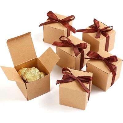 Inny producent Pudełka Prezentowe 50 Sztuk Kraft 5x5x5cm Z Wstążką Inny producent Pudełka Prezentowe 50 Sztuk Kraft 5x5x5cm Z Wstążką