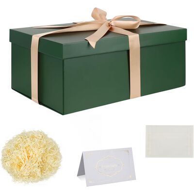 Inny producent Pudełko Prezentowe 30x20x12cm Duże Zielone Z Pokrywką Wstążką Kartką Inny producent Pudełko Prezentowe 30x20x12cm Duże Zielone Z Pokrywką Wstążką Kartką