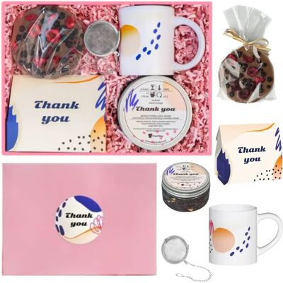Cup&You Zestaw Prezentowy Box 'Thank You' Z Herbatami Sypanymi Kubkiem I Czekoladą Z Owocami - Podziękowanie Prezent Upominek Dla Kobiety Dziewczyny Niej Cup&You Zestaw Prezentowy Box 'Thank You' Z Herbatami Sypanymi Kubkiem I Czekoladą Z Owocami - Podziękowanie Prezent Upominek Dla Kobiety Dziewczyny Niej