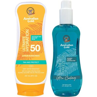 Australian Gold Lotion Sunscreen SPF50 + Aloe Freeze Gel Australian Gold Lotion Sunscreen SPF50 + Aloe Freeze Gel
