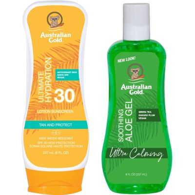 Australian Gold SPF30 Krem Przeciwsłoneczny + Aloe Po Opalaniu Australian Gold SPF30 Krem Przeciwsłoneczny + Aloe Po Opalaniu