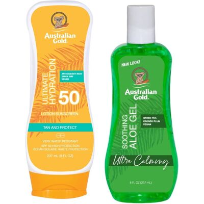 Australian Gold SPF50 Krem Przeciwsłoneczny 237ml + Aloe Po Opalaniu Australian Gold SPF50 Krem Przeciwsłoneczny 237ml + Aloe Po Opalaniu