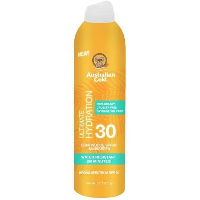 Australian Gold Ultimate Hydration, SPF 30, Spray Sunscreen, Nawilżający Spray do Opalania Ciała z Filtrami UV, 170g Australian Gold Ultimate Hydration, SPF 30, Spray Sunscreen, Nawilżający Spray do Opalania Ciała z Filtrami UV, 170g