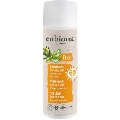 Krem do twarzy na słońce SPF 50 z oliwą z oliwek i aloesem EUBIONA Krem do twarzy na słońce SPF 50 z oliwą z oliwek i aloesem EUBIONA