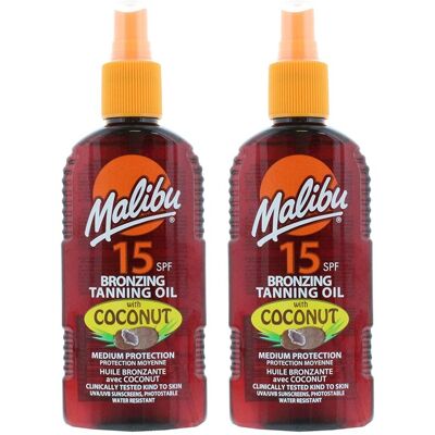 Malibu Bronzing Olejek Brązujący Z Kokosem SPF15 200ml x2szt Malibu Bronzing Olejek Brązujący Z Kokosem SPF15 200ml x2szt