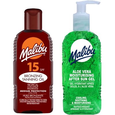 Malibu Olejek Do Opalania SPF15 200ml + Aloe Żel Po Opalaniu 200ml Malibu Olejek Do Opalania SPF15 200ml + Aloe Żel Po Opalaniu 200ml