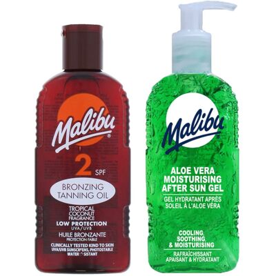 Malibu Olejek Do Opalania SPF2 200ml + Aloe Żel Po Opalaniu 200ml Malibu Olejek Do Opalania SPF2 200ml + Aloe Żel Po Opalaniu 200ml