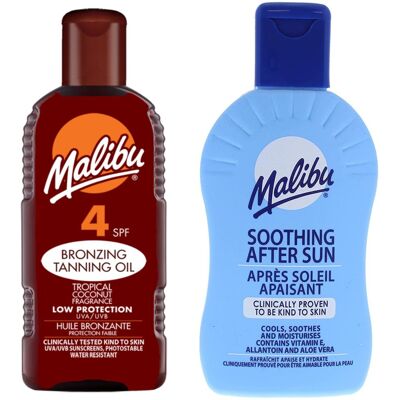 Malibu Olejek Do Opalania SPF4 200ml + Balsam Po Opalaniu 200ml Malibu Olejek Do Opalania SPF4 200ml + Balsam Po Opalaniu 200ml