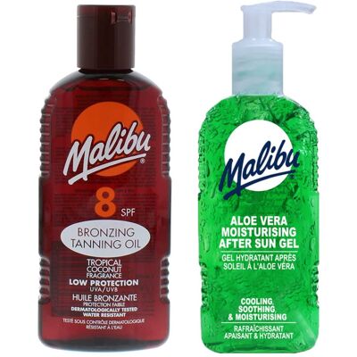 Malibu Olejek Do Opalania SPF8 200ml + Aloe Żel Po Opalaniu 200ml Malibu Olejek Do Opalania SPF8 200ml + Aloe Żel Po Opalaniu 200ml