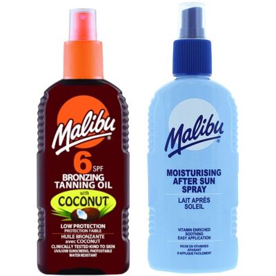 Malibu Olejek Z Kokosem SPF6 200ml + Balsam W Sprayu Po Opalaniu 200ml Malibu Olejek Z Kokosem SPF6 200ml + Balsam W Sprayu Po Opalaniu 200ml