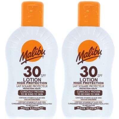 Malibu Protective Lotion SPF30 Wodoodporny Balsam 200ml x2szt Malibu Protective Lotion SPF30 Wodoodporny Balsam 200ml x2szt