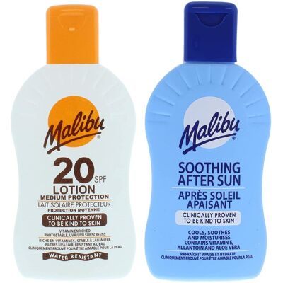 Malibu SPF20 Wodoodporny Balsam 200ml + Balsam Po Opalaniu 200ml Malibu SPF20 Wodoodporny Balsam 200ml + Balsam Po Opalaniu 200ml
